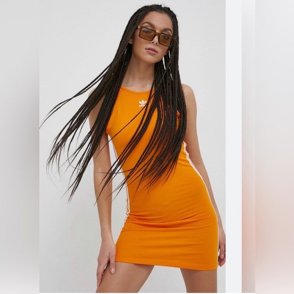 Adidas Orange Bodycon Dress - Picture 1 of 4